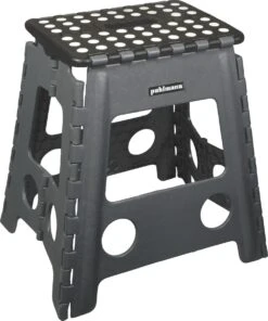 PUHLMANN - Inklapbare Kruk, JAMES, Plastic, Grijs, 40 Cm Hoog, Max 90 Kilo