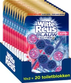 Witte Reus Blauw Actief Toiletblok - Bloesem - WC Blokjes Voordeelverpakking - 20 Stuks