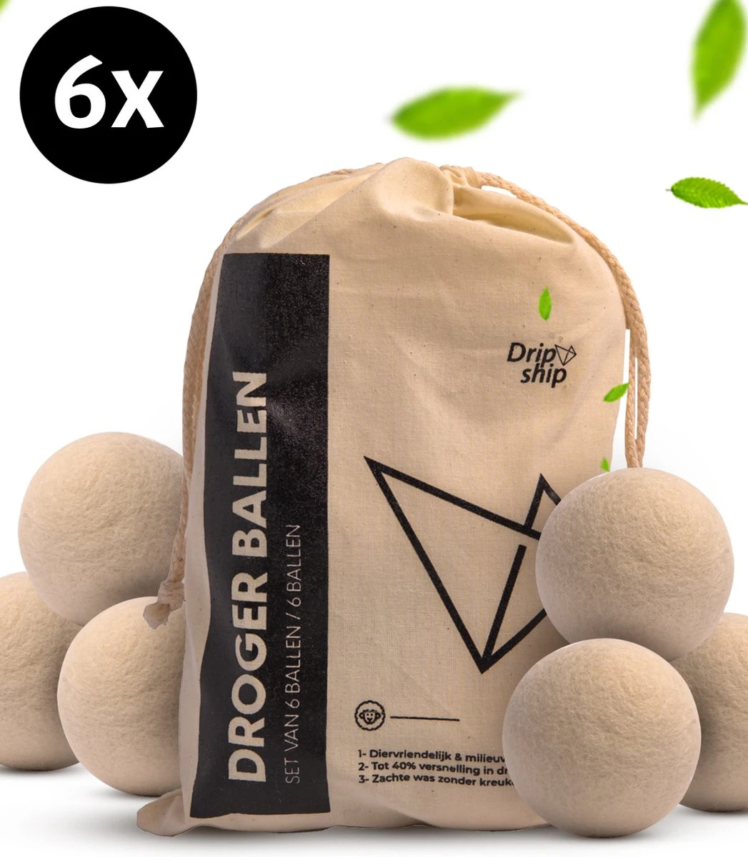 Drogerballen - Droogballen - Wasdrogerballen - Dryerballs - 6 Stuks - XL Formaat - Wol - Set 1 Drogerballen - Droogballen - Wasdrogerballen - Dryerballs - 6 Stuks - XL Formaat - Wol - Set