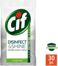 Alternative view of Cif Disinfect & Shine Wipes Original Desinfectie Schoonmaakdoekjes - 12 X 30 Doekjes - Voordeelverpakking