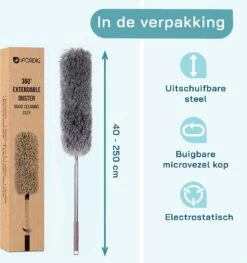ForDig Telescopische Plumeau Microvezel - Duster Met Telescoopsteel Uitschuifbaar Tot 250 Cm - Wasbaar - 360 Graden Draaibaar -HG Sales 1128x1200 3