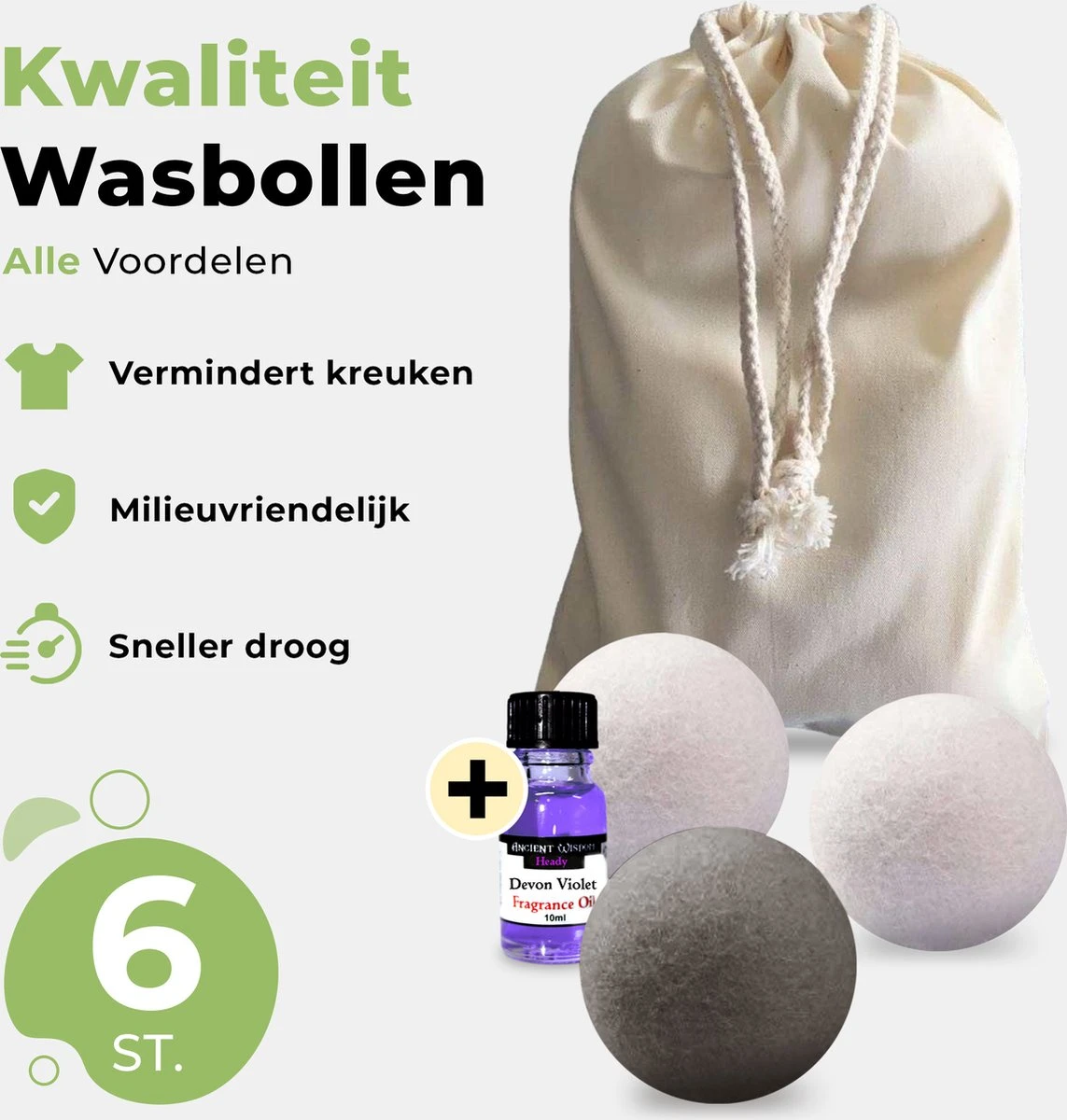 Drogerballen Met Wasparfum - Droogballen - Set Van 6 XL Ballen - Wasdroger Ballen Wol - 100% Nieuw-Zeelands Schapenwol - Wasballen 8 Drogerballen Met Wasparfum - Droogballen - Set Van 6 XL Ballen - Wasdroger Ballen Wol - 100% Nieuw-Zeelands Schapenwol - Wasballen - Afbeelding 8
