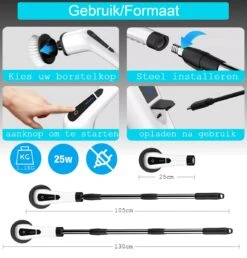 Merkloos Scrubclean Elektrische Schoonmaakborstel-7 In 1 Schrobber Met Steel-2 Standen Poetsmachine-max 130cm-badkamer/keuken/auto +gratis Houder -HG Sales 1150x1200 2