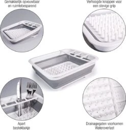 Amazy Afdruiprek Opvouwbaar & Bpa-vrij - Afdruiprek Voor Het Drogen Van Bestek, Borden, Glazen & Flessen - Afdruipmat In Grijs-wit Van Kunststof & Silicone Voor Gootsteen, Spoelbakken, Keuken -HG Sales 1160x1200 1