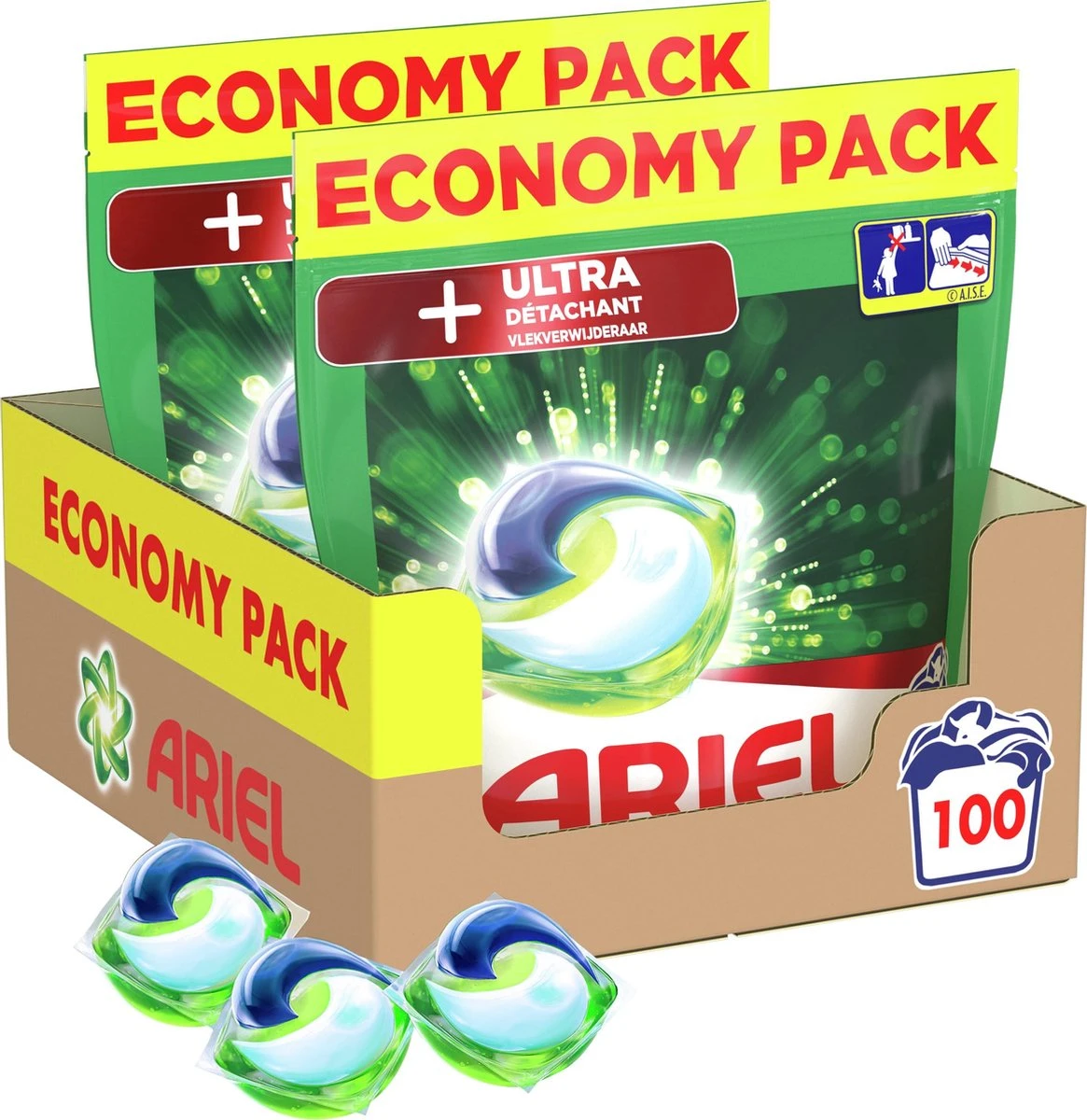 Ariel All In 1 Wasmiddel Pods + Ultra Vlekverwijderaar - 2x50 Wasbeurten - Voordeelverpakking 1 Ariel All In 1 Wasmiddel Pods + Ultra Vlekverwijderaar - 2x50 Wasbeurten - Voordeelverpakking