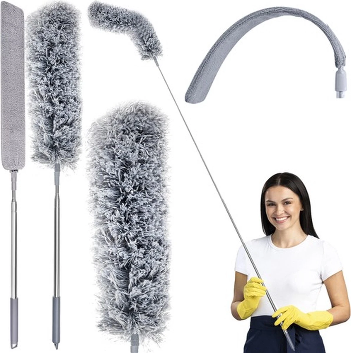 Eleganca Telescopische Plumeau Met Telescoopsteel Met 2 Koppen - 84 Tot 250 Cm - Uitschuifbaar - Ragebol - Stoffer - Lichtgewicht 5 Eleganca Telescopische Plumeau Met Telescoopsteel Met 2 Koppen - 84 Tot 250 Cm - Uitschuifbaar - Ragebol - Stoffer - Lichtgewicht - Afbeelding 5