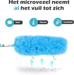Alternative view of JUST23 Plumeau Uitschuifbaar Met Telescoopsteel – 60 Tot 140 Cm – Ragebol – Stoffer – Duster - Blauw - Incl. Microfiber Doek