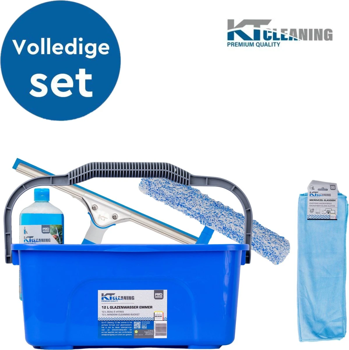 KT CLEANING - Raamwisser - Ramen Wassen Set Met Emmer - Ramen Wassen - Raamtrekker - Microvezeldoekjes 1 KT CLEANING - Raamwisser - Ramen Wassen Set Met Emmer - Ramen Wassen - Raamtrekker - Microvezeldoekjes