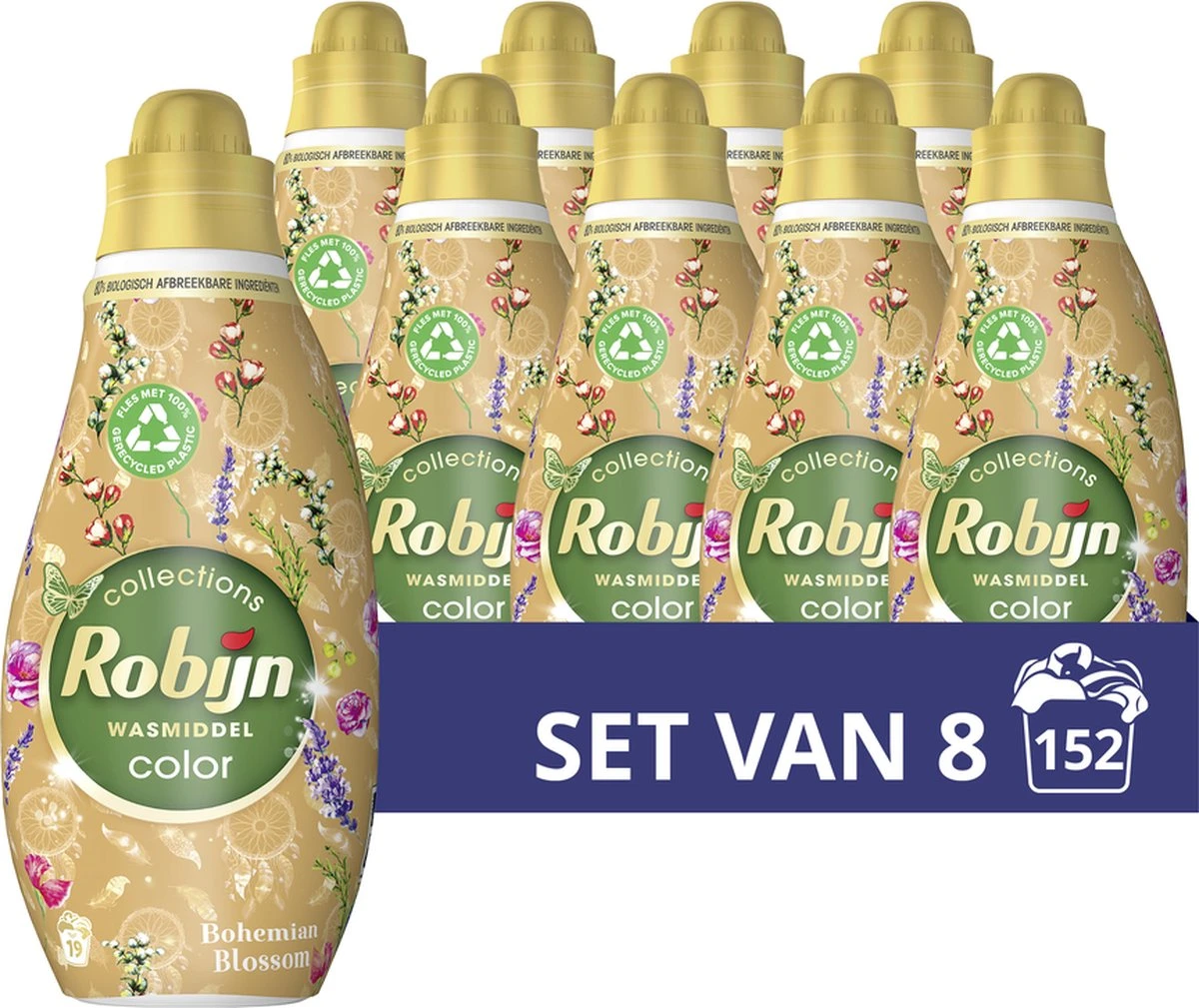 Robijn Klein & Krachtig Color Bohemian Blossom Vloeibaar Wasmiddel - 8 X 19 Wasbeurten - Voordeelverpakking 1 Robijn Klein & Krachtig Color Bohemian Blossom Vloeibaar Wasmiddel - 8 X 19 Wasbeurten - Voordeelverpakking