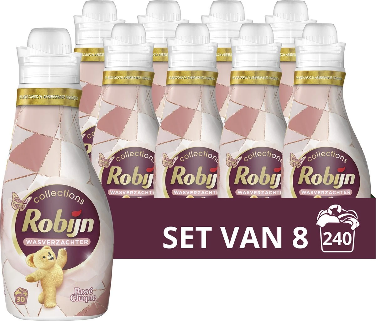 Robijn Collections Rosé Chique Wasverzachter - 8 X 30 Wasbeurten - Voordeelverpakking 1 Robijn Collections Rosé Chique Wasverzachter - 8 X 30 Wasbeurten - Voordeelverpakking