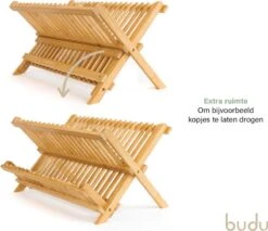 Budu Afdruiprek - Afdruiprekje Van Bamboe Hout - Afdruiprek Voor Afwas - Vaatwasrek - Keukenrek - Inklapbaar - Opvouwbaar - -HG Sales 1200x1037 1