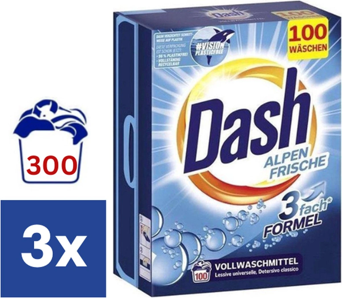 Dash XXL Pack Alpenfris Universeel Waspoeder - 3 X 6 Kg (300 Wasbeurten) 1 Dash XXL Pack Alpenfris Universeel Waspoeder - 3 X 6 Kg (300 Wasbeurten)