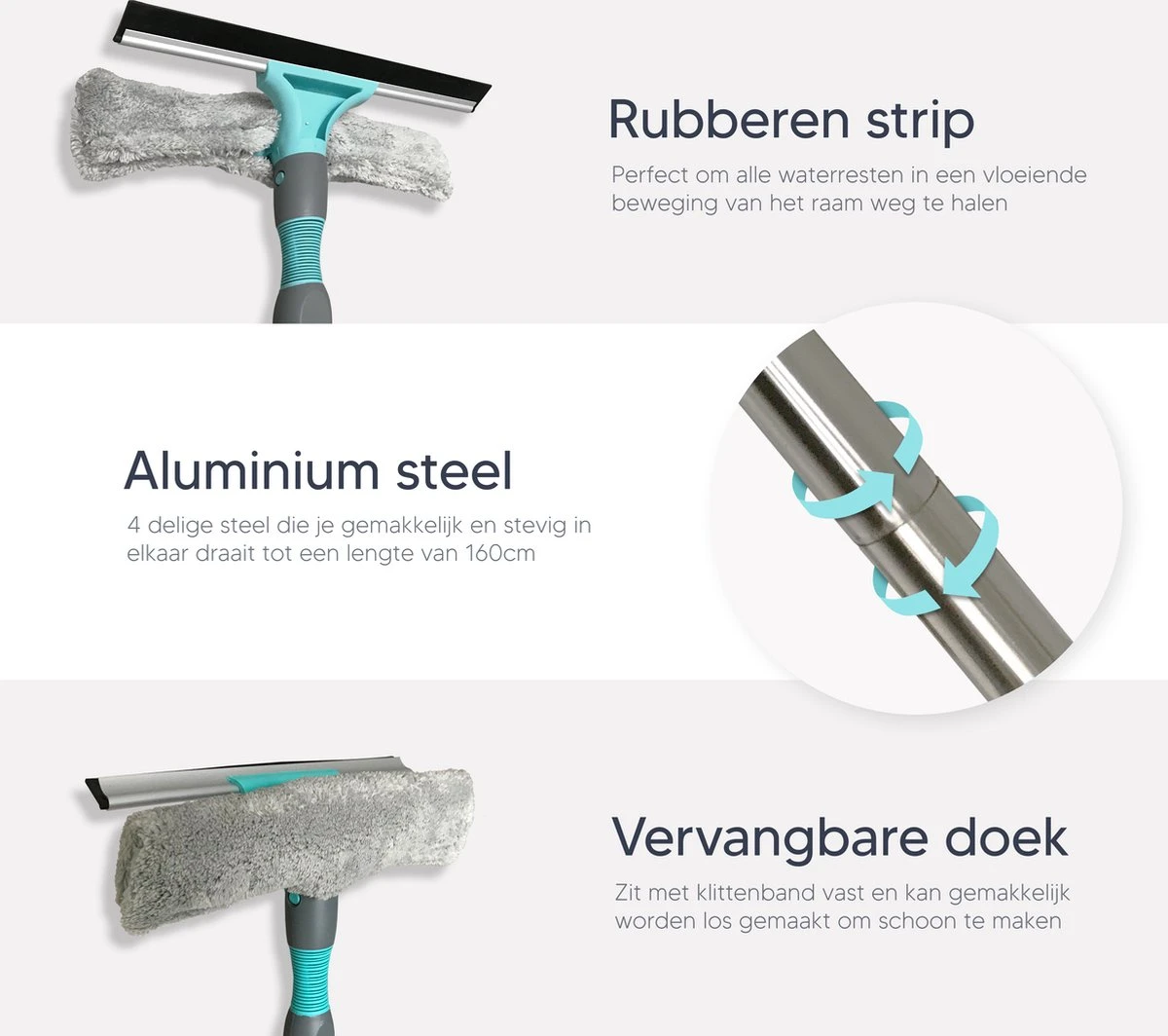 Whipex Sweeper Raamwisser Met Telescoopsteel - 160cm Ruitenreiniger Ramenwasser 2 Whipex Sweeper Raamwisser Met Telescoopsteel - 160cm Ruitenreiniger Ramenwasser - Afbeelding 2