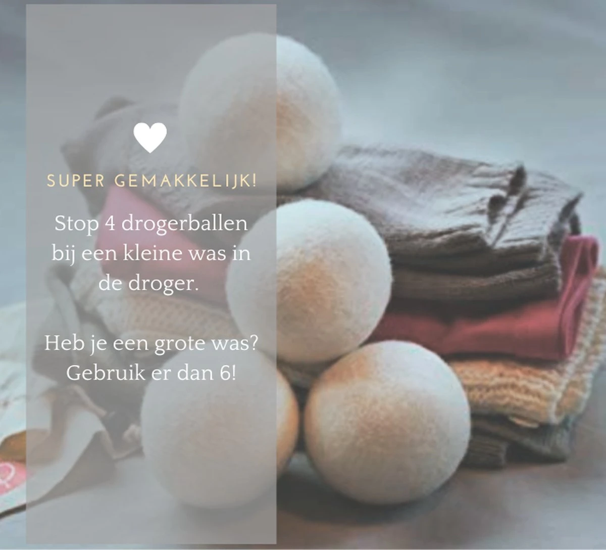 Geniet Van Gemak® | Herbruikbare Wollen Drogerballen | Wasbollen | Schaapswol | Duurzame En Energiebesparende Wasballen | 6 XL Drogerballen 2 Geniet Van Gemak® | Herbruikbare Wollen Drogerballen | Wasbollen | Schaapswol | Duurzame En Energiebesparende Wasballen | 6 XL Drogerballen - Afbeelding 2