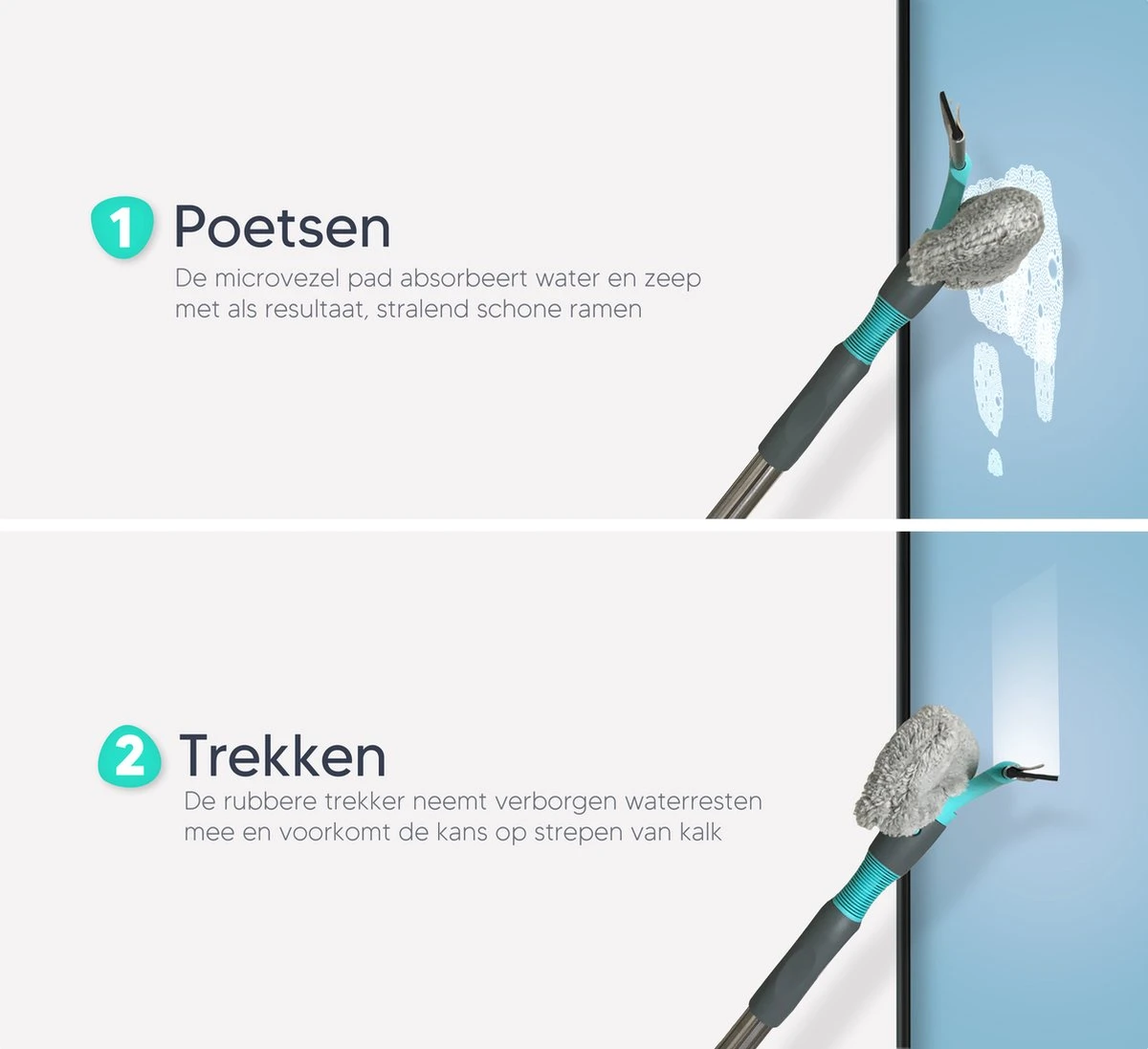 Whipex Sweeper Raamwisser Met Telescoopsteel - 160cm Ruitenreiniger Ramenwasser 4 Whipex Sweeper Raamwisser Met Telescoopsteel - 160cm Ruitenreiniger Ramenwasser - Afbeelding 4