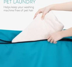 Navaris Waszak Voor Huisdieren Wasgoed - Wasnet Met Rits - Vangt Dierenharen Op Van Dekens, Handdoeken Of Beddengoed - 79 X 70,5 Cm - Blauw -HG Sales 1200x1119