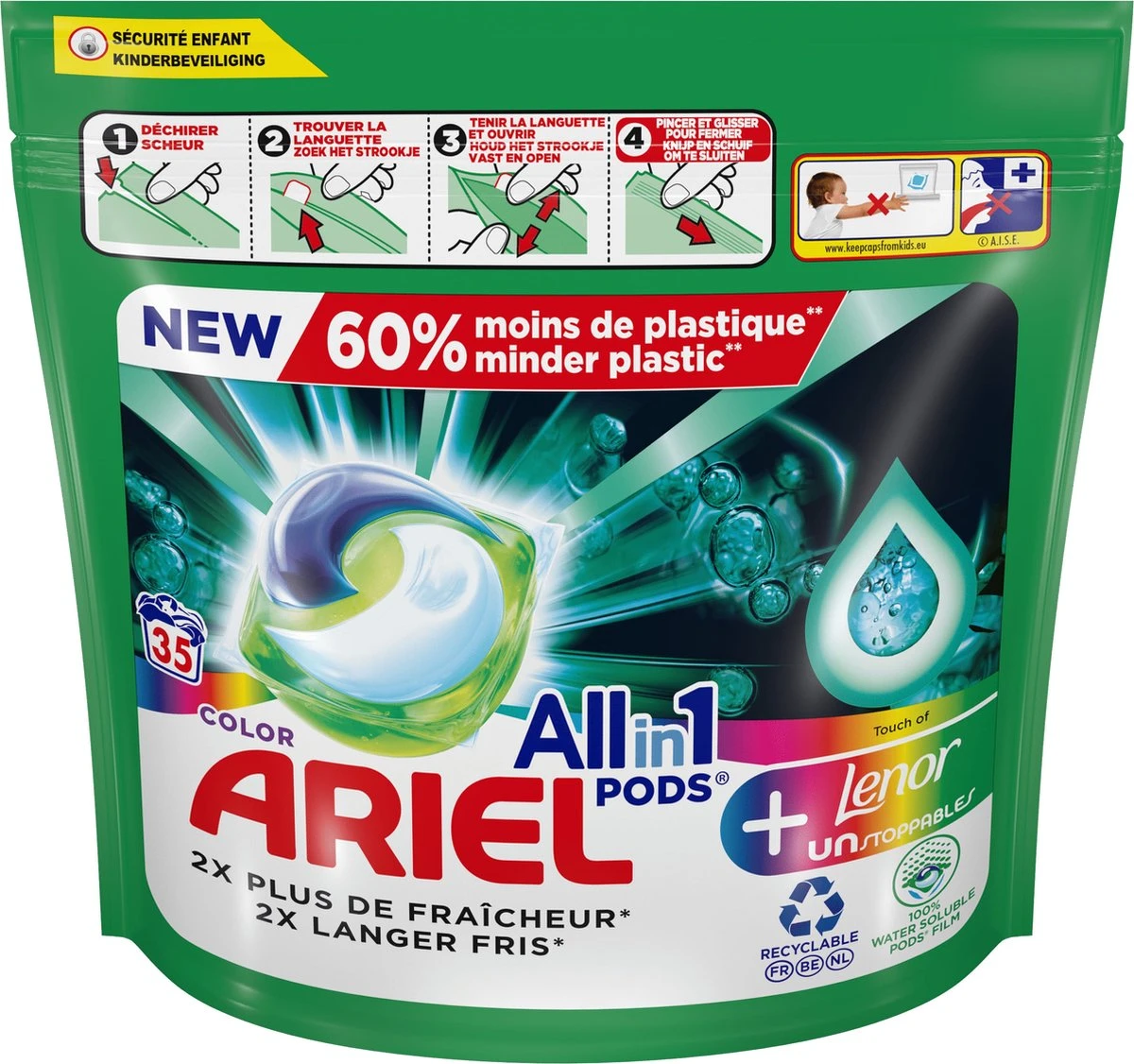 Ariel All In 1 Wasmiddel Pods Kleur + Lenor Unstoppables - 35 Wasbeurten 1 Ariel All In 1 Wasmiddel Pods Kleur + Lenor Unstoppables - 35 Wasbeurten