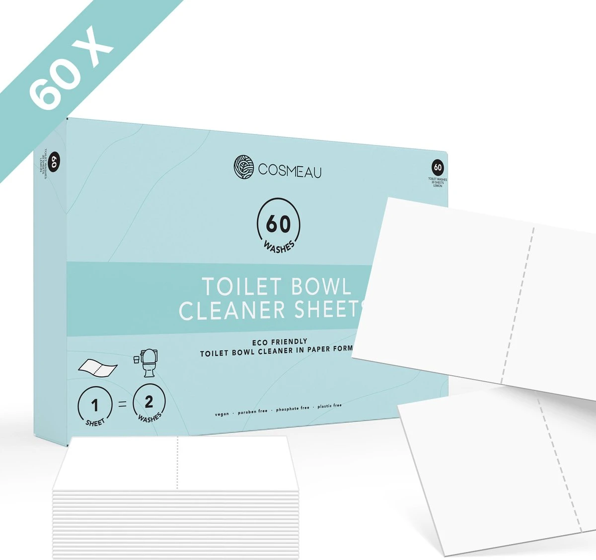 Cosmeau Toiletreiniger Sheets 60 Beurten Wasvellen Detergent Sheets Eco Toilet Strips - Cosmo Cosmea Kosmo 1 Cosmeau Toiletreiniger Sheets 60 Beurten Wasvellen Detergent Sheets Eco Toilet Strips - Cosmo Cosmea Kosmo