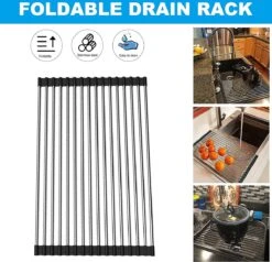 IBright Oprolbare Afdruiprek - Pannen Rooster Hittebestendig - Afdruiprooster - Pannenonderzetter - RVS Zwart -HG Sales 1200x1155 1