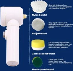 B-care Magic Brush - Elektrische Multifunctionele Schoonmaakborstel - 7 Opzetstukken - Wasborstel - Poetsmachine - Schrobborstel - Handborstel - Werkborstel - Schrobber - Boorborstel - Reinigingsborstel -HG Sales 1200x1156 15