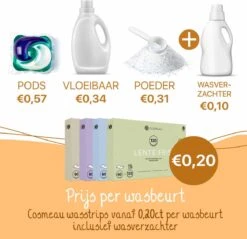 Alternative view of Cosmeau Wasmiddel Wasstrips 60 Wasbeurten Geurvrij Geurloos Wasvellen Wasdoekjes Detergent Sheets - Plasticvrij Biologisch Cosmo Cosmea Kosmo