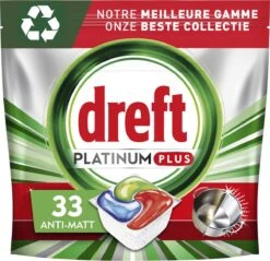 Dreft Platinum Plus All In One - Vaatwastabletten - Voordeelverpakking 4 X 33 Stuks