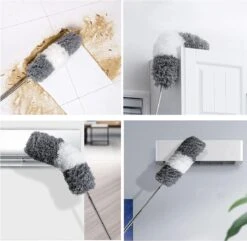 Vannons - Plumeau - Ragebol - Plumeau Uitschuifbaar Tot 245 Cm - Met Telescoopsteel - Wasbaar Microvezel - Grijs Wit -HG Sales 1200x1171 5