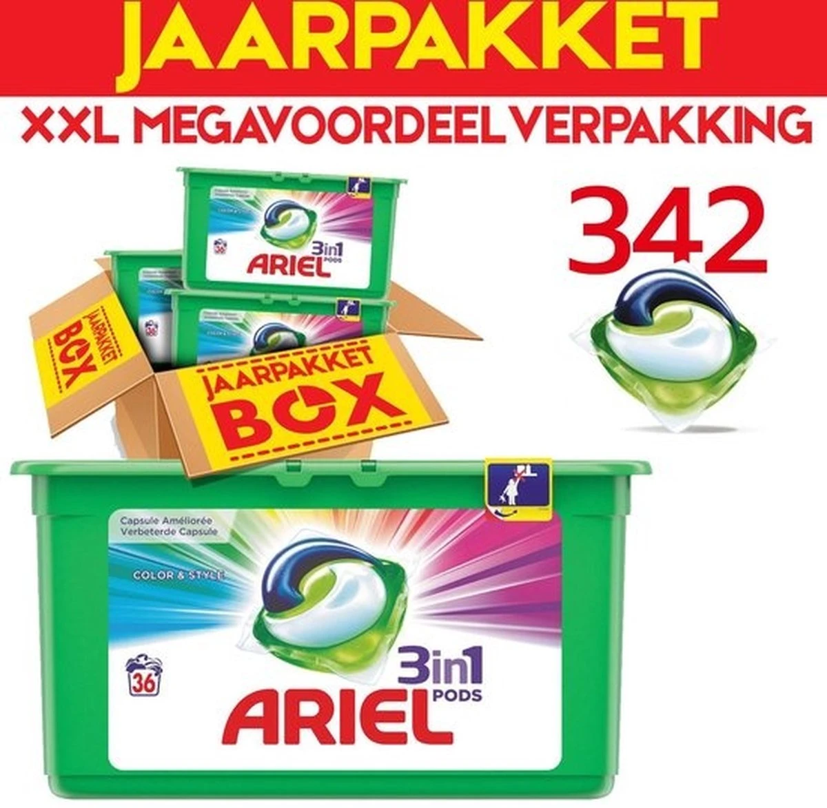 Ariel Colour & Style 3in1 Pods - Jaarbox 342 Wasbeurten - Wasmiddel Capsules - Jaar Megavoordeelverpakking | 342 Wasbeurten Color | Voor Alle Soorten Was 1 Ariel Colour & Style 3in1 Pods - Jaarbox 342 Wasbeurten - Wasmiddel Capsules - Jaar Megavoordeelverpakking | 342 Wasbeurten Color | Voor Alle Soorten Was