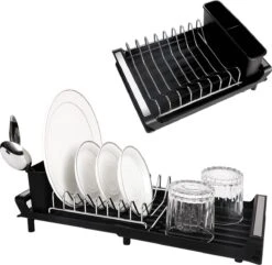 MIRI Afdruiprek – Afwasrek – Uitschuifbaar – Met Lekbak In Gootsteen – Afwas – Roestvrij Staal – Zwart -HG Sales 1200x1173 6