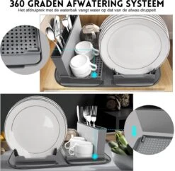 Afdruiprek Met Lekbak - Inclusief Afdruipmat - Opvouwbaar - Afwasrek Met Uitneembare Bestekhouder - Voor Bestek, Borden, Pannen En Schalen -HG Sales 1200x1176 7