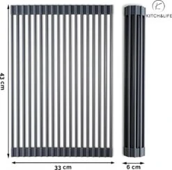 Kitch&Life Afdruiprek Oprolbaar - Mat Zwart - Pannenonderzetter - Afdruipmat - Keukenrek 3-in-1 -HG Sales 1200x1185 1