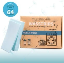 Wasmiddeldoekjes - Ocean Breeze Wasstrips 64 Wasbeurten – Wasmiddel Wasdoekjes - Natuurlijke Wasverzachter – Vegan – Zero Waste