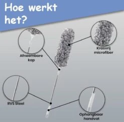 Fain® Plumeau Met Telescoopsteel – Grijs – 80 Tot 280 Cm - Uitschuifbaar – Wasbaar - Flexibel 360° Draaibaar – Duster - Microvezel Ragebol -HG Sales 1200x1190 6