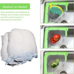 Merkloos Gootsteen Organizer - Gootsteen Afval Netje - Gootsteenontstopper - Spoelbak - Incl. 50 Netjes -HG Sales 1200x1191 10