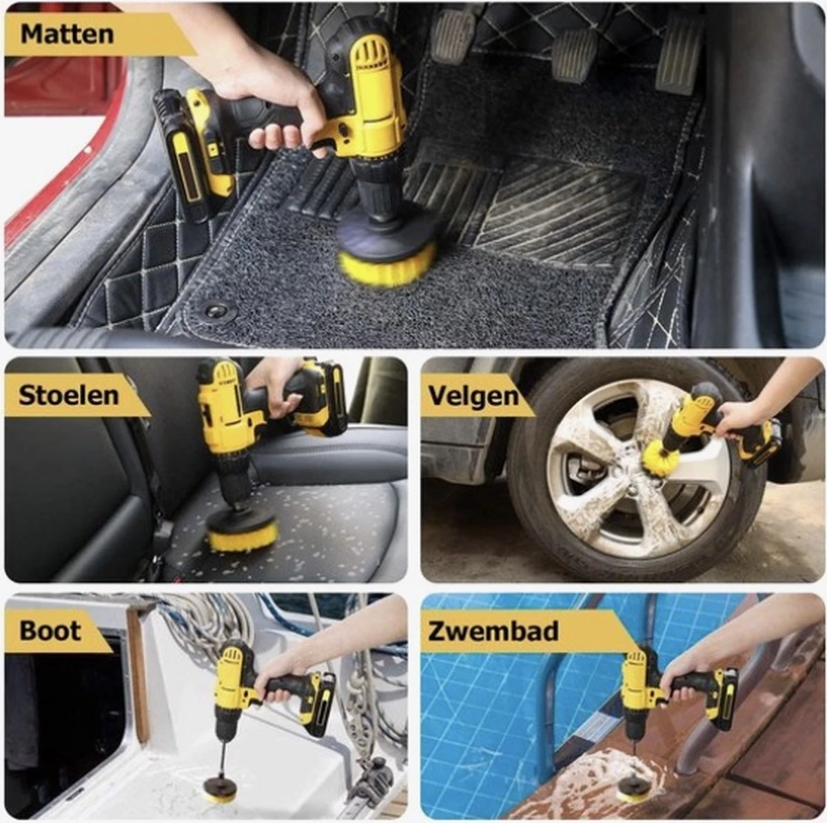 Merkloos 4-delige Borstelset Voor Boormachine - Inclusief Verlengstuk - Opzetborstels - Schrobborstel - Schuurborstel - Schoonmaakborstel - Tapijtreiniger - Brush - Geel - Gratis Verzending 10 Merkloos 4-delige Borstelset Voor Boormachine - Inclusief Verlengstuk - Opzetborstels - Schrobborstel - Schuurborstel - Schoonmaakborstel - Tapijtreiniger - Brush - Geel - Gratis Verzending - Afbeelding 10