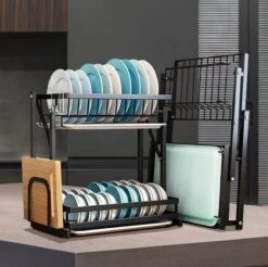 Doogo® Afdruiprek Met Lekbak 2 Laags – Inklapbaar - Muur Hangen Mogelijke - Afwasrek – Met 2 Lekbakken – Extra Accessories Voor Servies En Snijplanken - RVS -HG Sales 1200x1197 38