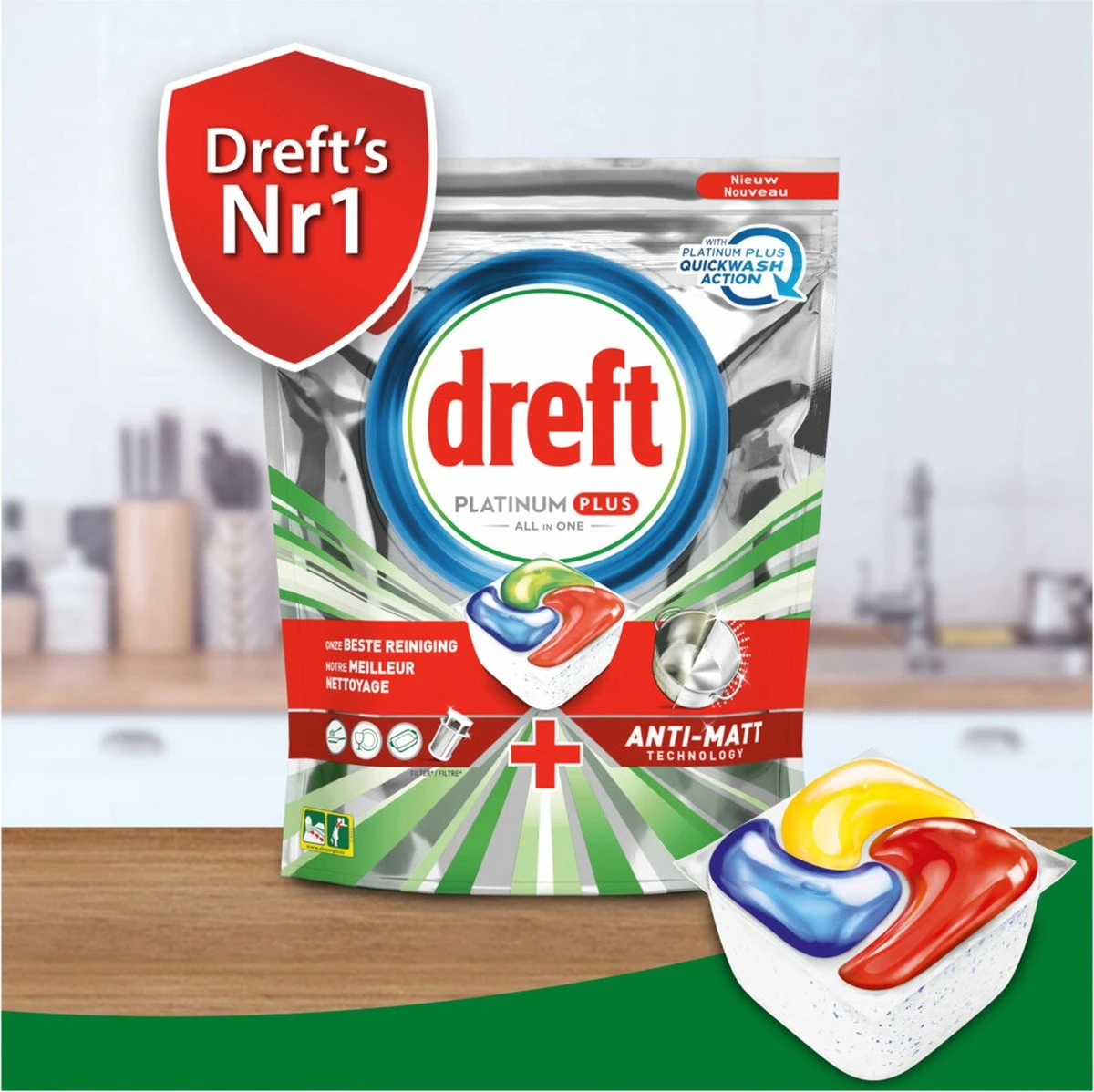 Dreft Platinum Plus All In One Vaatwastabletten Deep Clean 38 Stuks 4 Dreft Platinum Plus All In One Vaatwastabletten Deep Clean 38 Stuks - Afbeelding 4