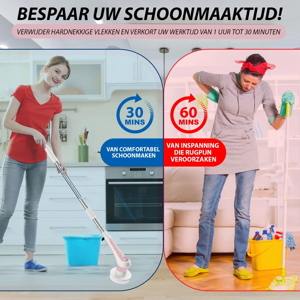 Trendosa Elektrische Schoonmaakborstel - Elektrische Schrobborstel - Poetsmachine - Handborstel - Scrubber- De Badkamer/Keuken/Auto- Roze 3 Trendosa Elektrische Schoonmaakborstel - Elektrische Schrobborstel - Poetsmachine - Handborstel - Scrubber- De Badkamer/Keuken/Auto- Roze - Afbeelding 3