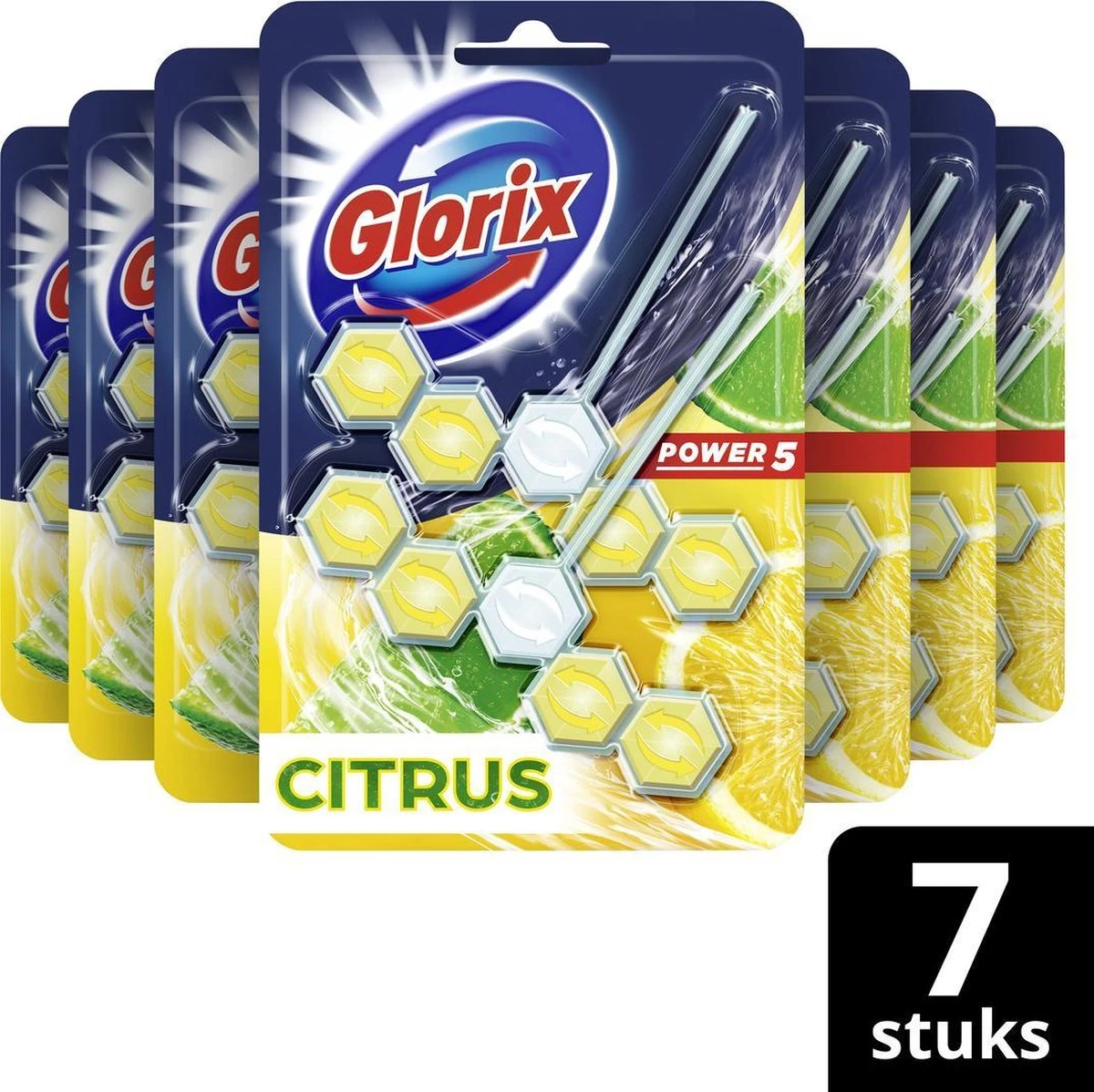 Glorix Power 5 Toiletblokken - Citroen - 7 X 2 Stuks - Voordeelverpakking 3 Glorix Power 5 Toiletblokken - Citroen - 7 X 2 Stuks - Voordeelverpakking - Afbeelding 3