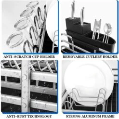 Doogo® Afdruiprek Met Bestekkorf En Lekbak Voor Keukenborden En Bestek Afdruiprek Met Draaibare Uitloop -HG Sales 1200x1199 61