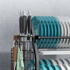 Merkloos Afdruiprek - Afdruiprek Met Lekbak - Afwas - Metaal - Zwart - RVS Afwasrek -HG Sales 1200x1200 1438