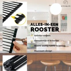 Kitch&Life Afdruiprek Oprolbaar - Mat Zwart - Pannenonderzetter - Afdruipmat - Keukenrek 3-in-1 -HG Sales 1200x1200 1477