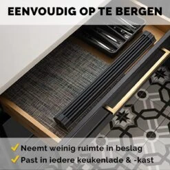Kitch&Life Afdruiprek Oprolbaar - Mat Zwart - Pannenonderzetter - Afdruipmat - Keukenrek 3-in-1 -HG Sales 1200x1200 1479