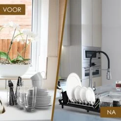 MIRI Afdruiprek – Afwasrek – Uitschuifbaar – Met Lekbak In Gootsteen – Afwas – Roestvrij Staal – Zwart -HG Sales 1200x1200 1708