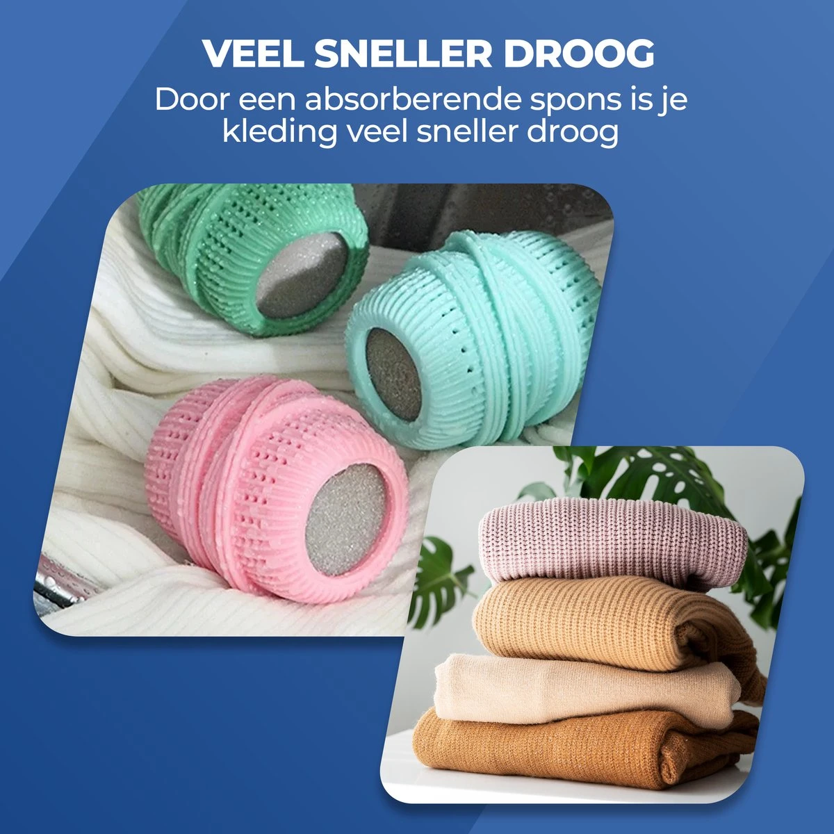Roegaarden Drogerballen - Droogballen - Met Spons - Duurzaam - Sneller Droog 8 Roegaarden Drogerballen - Droogballen - Met Spons - Duurzaam - Sneller Droog - Afbeelding 8