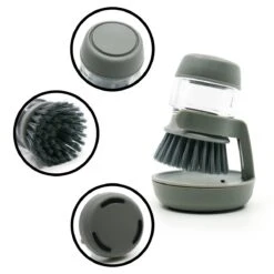 In Round Afwasborstel Met Zeepdispenser / Zeepreservoir – Inclusief Houder – Grijs – Afwas Borstel – Zeep Handborstel – Doseerpomp – Afwasmiddel Dispenser – Navulbaar -HG Sales 1200x1200 1785