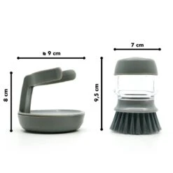 In Round Afwasborstel Met Zeepdispenser / Zeepreservoir – Inclusief Houder – Grijs – Afwas Borstel – Zeep Handborstel – Doseerpomp – Afwasmiddel Dispenser – Navulbaar -HG Sales 1200x1200 1786