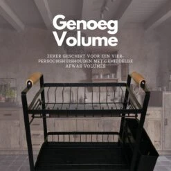 Afdruiprek - Zwart/ Met Flexibele Water Afvoer/ Borden, Pannen Bestek/ RVS/ Lichtgewicht/ Lekbak/ Luxe Uitvoering -HG Sales 1200x1200 1947