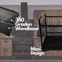 Afdruiprek - Zwart/ Met Flexibele Water Afvoer/ Borden, Pannen Bestek/ RVS/ Lichtgewicht/ Lekbak/ Luxe Uitvoering -HG Sales 1200x1200 1948