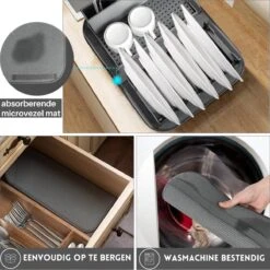 Afdruiprek Met Lekbak - Inclusief Afdruipmat - Opvouwbaar - Afwasrek Met Uitneembare Bestekhouder - Voor Bestek, Borden, Pannen En Schalen -HG Sales 1200x1200 1958